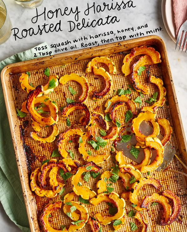 Honey harissa roasted delicata squash