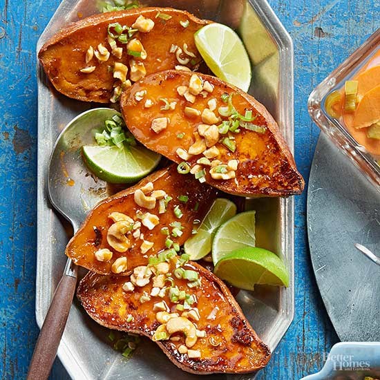Honey-hoisin sweet potatoes