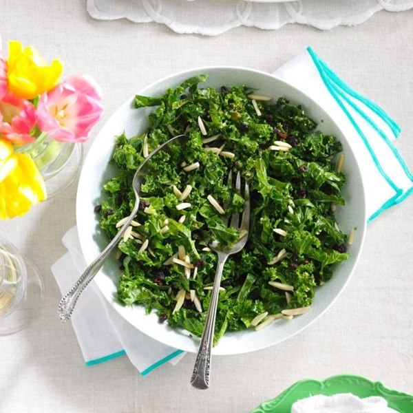 Honey kale currant & almond salad