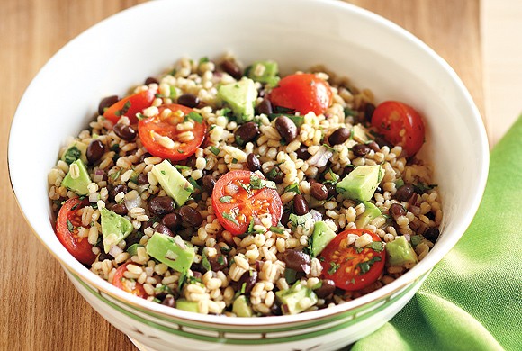 Honey-lime oat and black bean salad