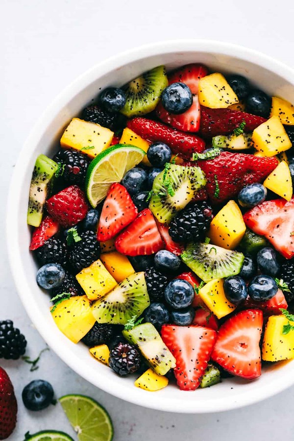 Honey lime poppy seed fruit salad