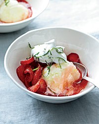 Honey-lime strawberries with whipped cream