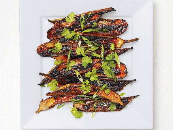 Honey-miso glazed eggplant