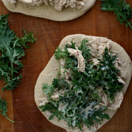 Honey-mustard chicken and arugula wraps
