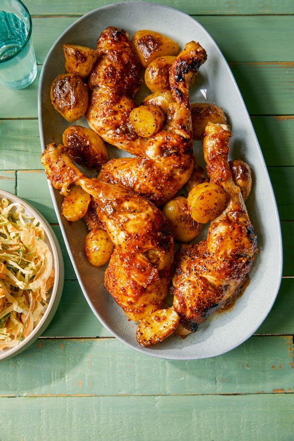 Honey mustard chicken with rustic potatoes
