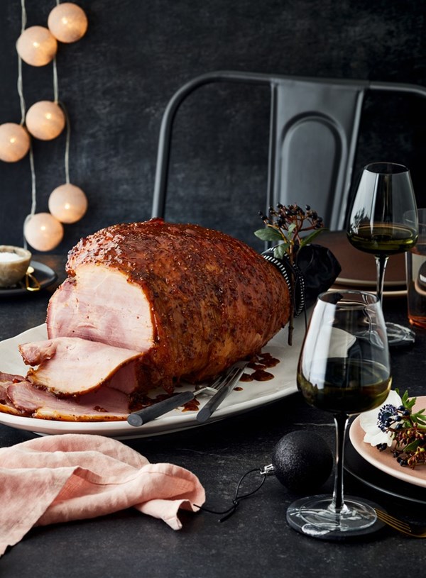 Honey mustard, orange and ginger glazed ham