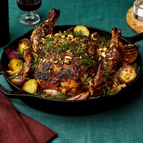 Honey mustard pretzel roast chicken 