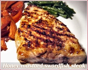 Honey mustard swordfish steaks