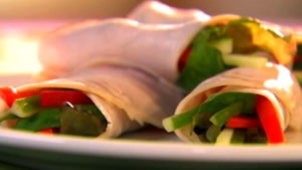 Honey-mustard turkey roll-ups