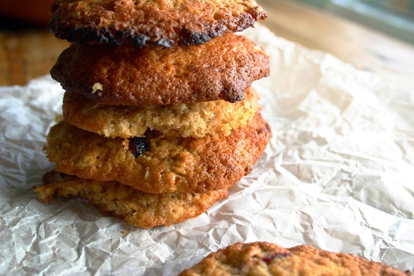 Honey, oat and cranberry cookies