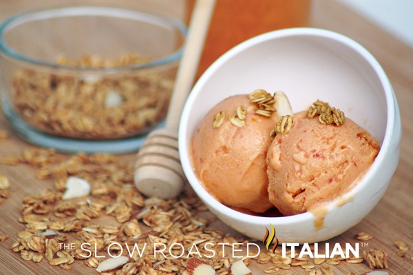Honey peach frogurt (frozen yogurt)