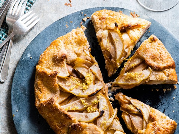 Honey-pear sweet cream galette