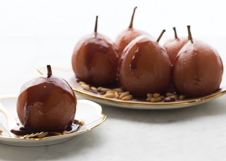 Honey-poached Asian pears