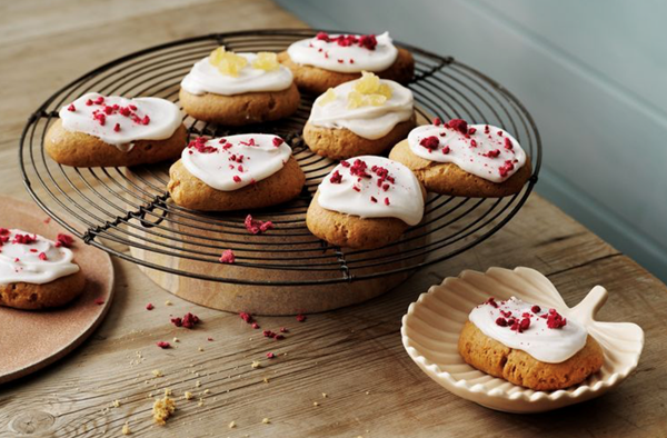 Honey-raspberry and ginger-spice jumble biscuits
