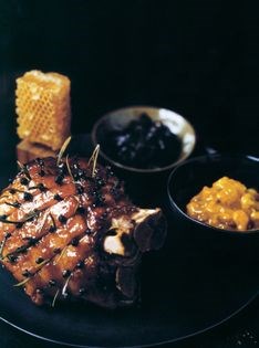 Honey-roasted ham hock with red cabbage and piccalilli