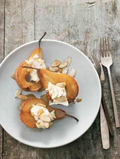 Honey-roasted pears with triple-cream cheese