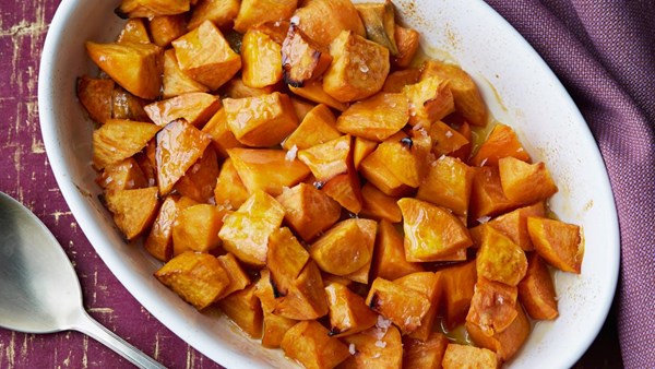 Honey-roasted sweet potatoes