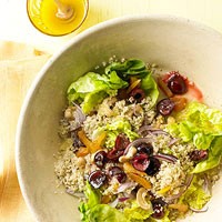 Honey-soaked quinoa salad with cherries