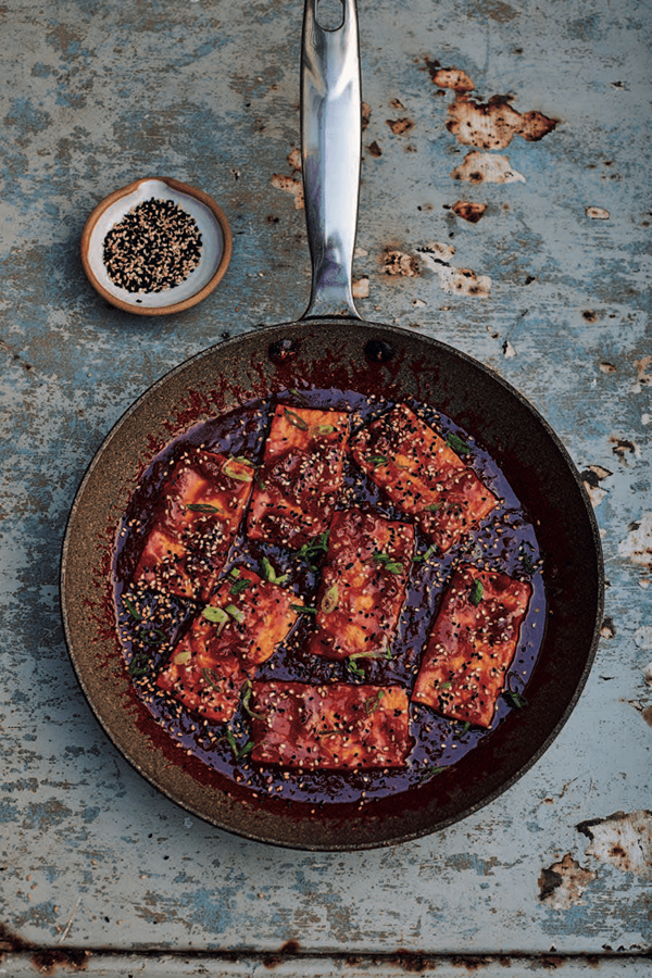 Honey, soy and ginger braised tofu