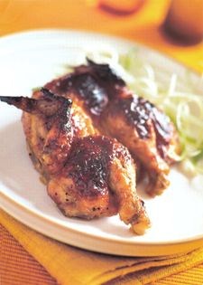 Honey-soy-glazed poussins
