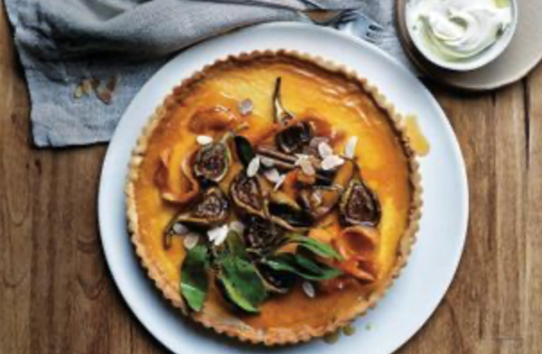 Honey tart with preserved figs and almonds [Colin Barker]