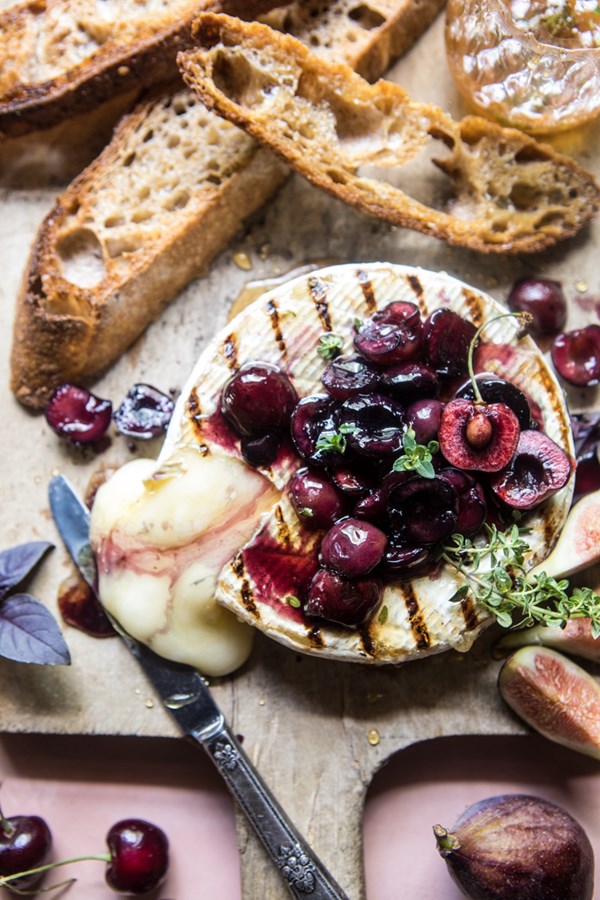 Honey, thyme and sweet cherry grilled Brie