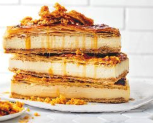 Honey vanilla slice with honeycomb