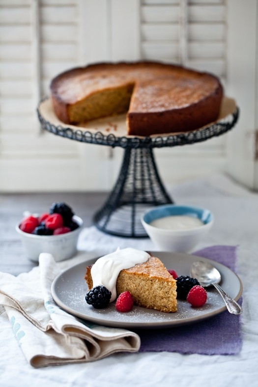 Honey walnut cake with Riesling sabayon