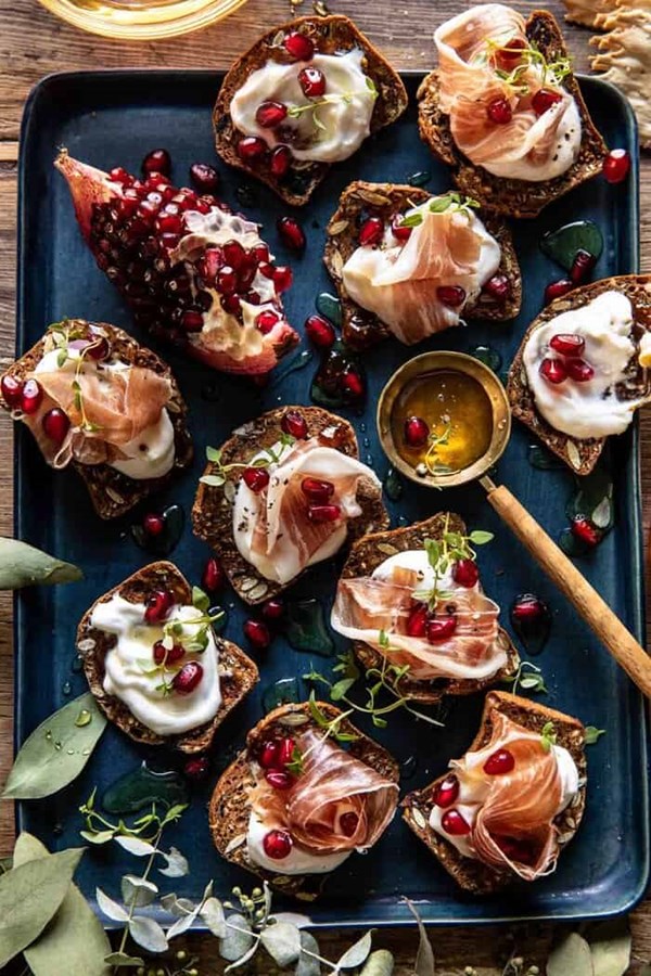 Honey whipped ricotta and prosciutto crackers
