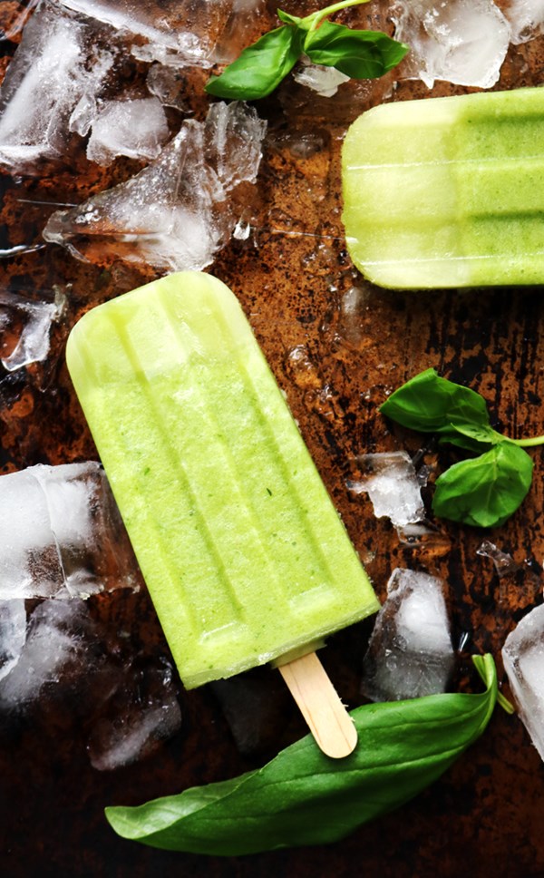 Honeydew basil popsicles