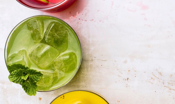 Honeydew, cucumber, and mint soda