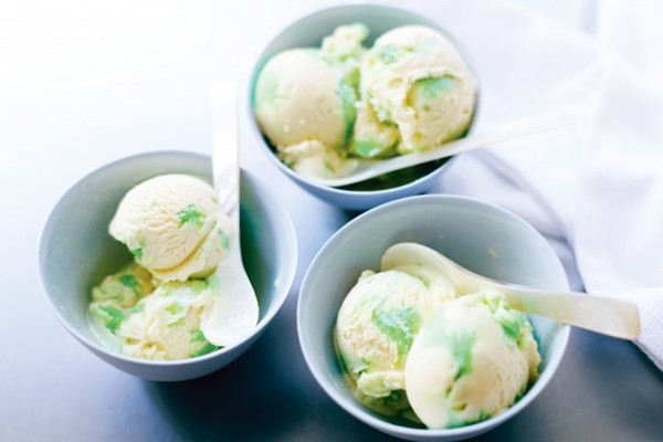 Honeydew ripple ice cream