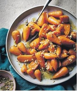 Honeyed carrots with toasted sunflower seeds