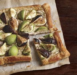 Honeyed fig and goat cheese tart
