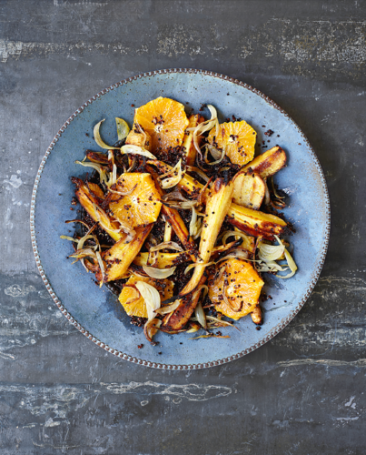 Honeyed parsnip quinoa with chilli, cardamom and orange