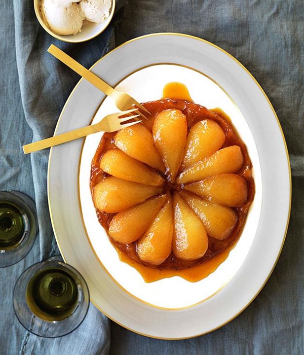 Honeyed pear tarte Tatin with burnt honey ice-cream