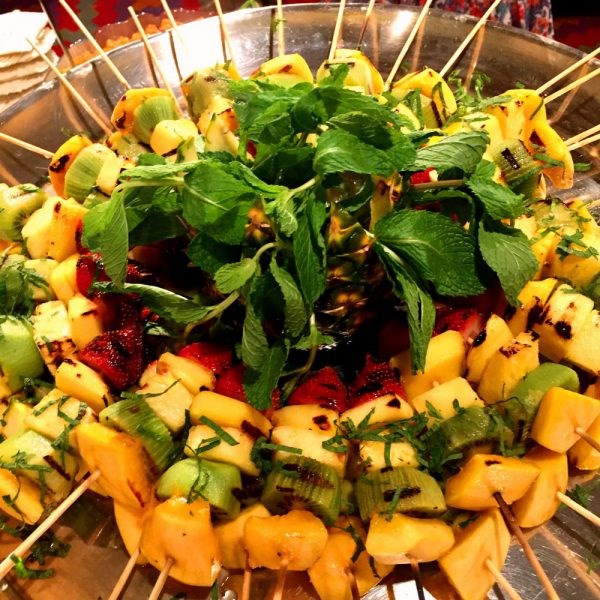 Honeyed rainbow fruit kabobs 