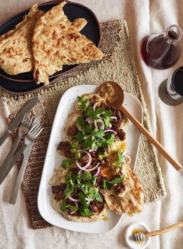 Honeyed spiced lamb with whipped eggplant & yoghurt