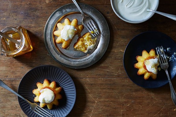 Honeyed sweet corn cakes