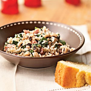 Hoppin' John with mustard greens