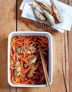 Horse mackerel escabeche (Nanbanzuke)