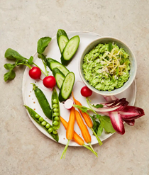 Horseradish and pea dip with pickled ginger