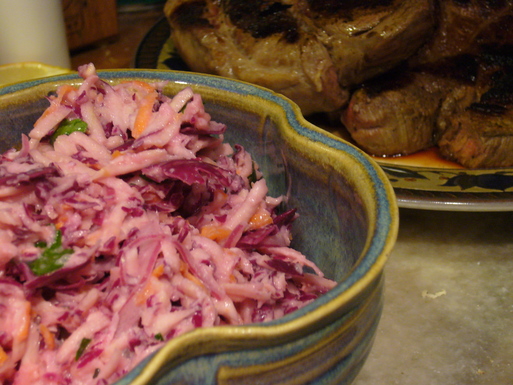 Horseradish apple parsnip coleslaw