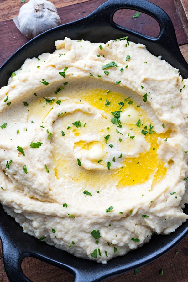 Horseradish mashed parsnips and celery root