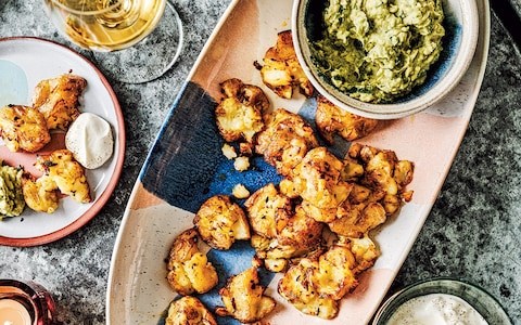 Hot and herby smashed potatoes