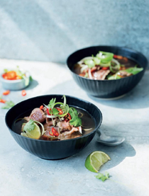 Hot and sour beef soup with lime
