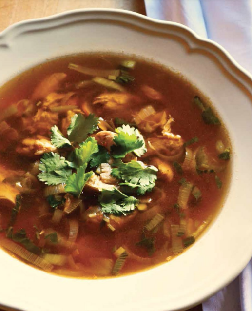 Hot and sour chicken soup with leeks [Lesley Stowe]