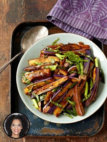 Hot and sour eggplant stir-fry