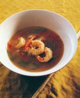 Hot-and-sour prawn soup