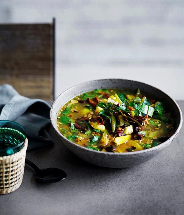 Hot and sour soup of red snapper with turmeric